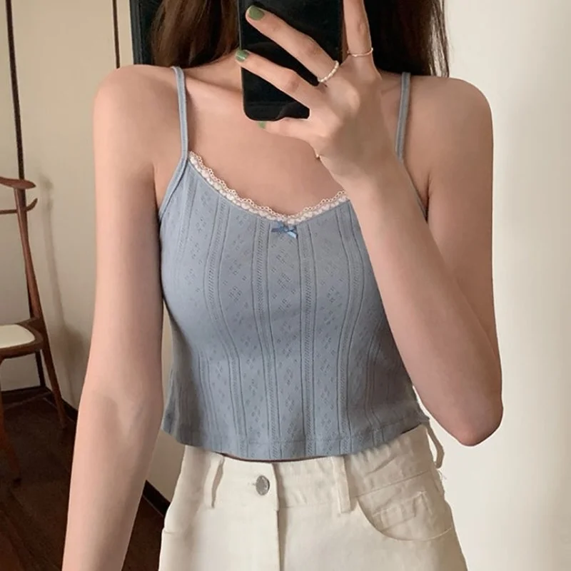 Женский топ с кружевной отделкой милый летний цветочным рисунком и бантом |