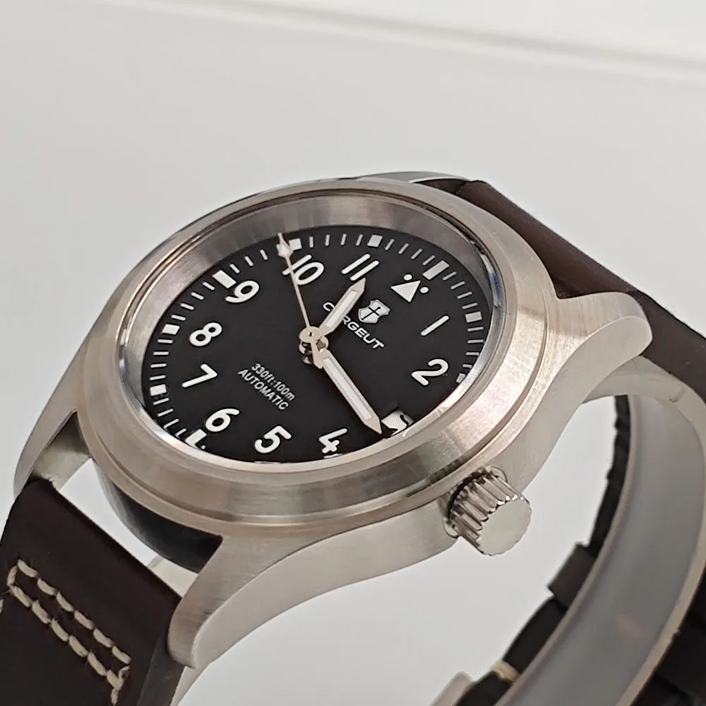 Мужские часы Corgeut 36 мм/39 мм черные синие зеленые белые циферблаты серебристый PVD