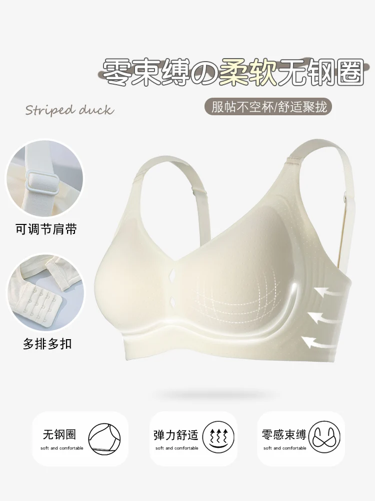 Seamless Underwear Women Summer Thin Small Bust Push up Breast Collection No Steel Ring Cloud Feeling Comfortable Big Chest M...