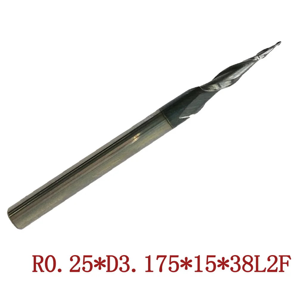 

Ball Nose End mill Carbide Tapered HRC55 2 Flutes Cutting R0.25 Durable Universal Practical