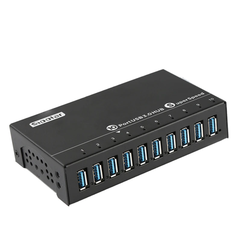 

SIPOLAR Multi 10 Ports Metal USB 3.0 Splitters Charger Hub With Power Adapter 2-In-1 Data And Charging For Phone EU Plug