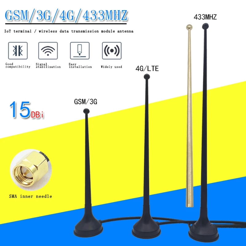 

New GSM / 3G / 4G / 433M / 470MHZ module small sucker antenna sma male 3m cable digital transmission antenna DTU antenna