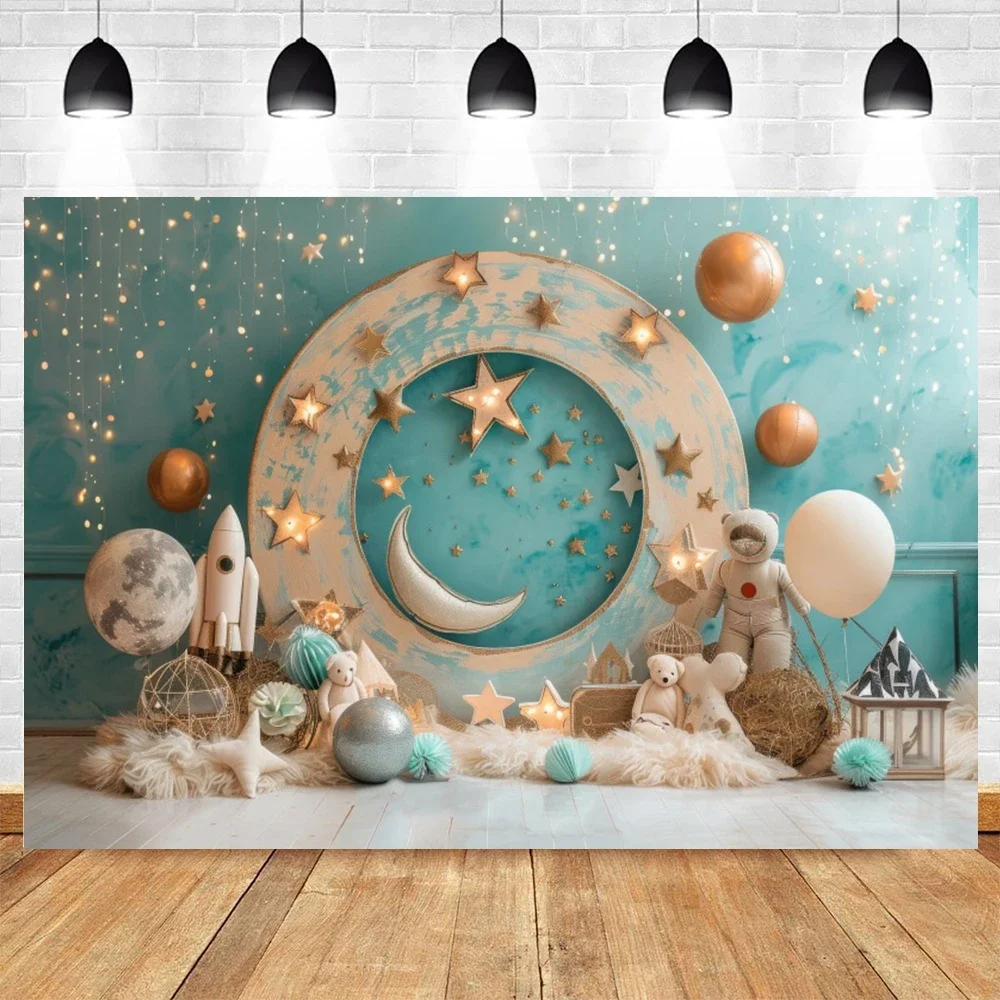 Hot Air Balloons Bear Baby Shower Photography Background Boys Girls Birthday Cake Smash Party Decor Photoshoot Props