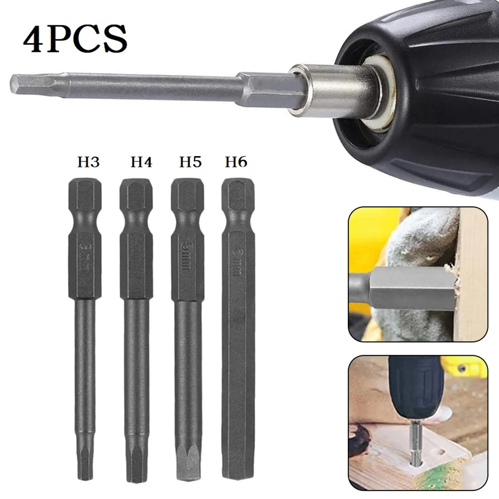 

Магнитная отвертка с шестигранным хвостовиком, 4 шт., 1/4 дюйма, стандартная Метрическая Шестигранная головка, ключ, сверло, отвертка, биты для электрических отверток