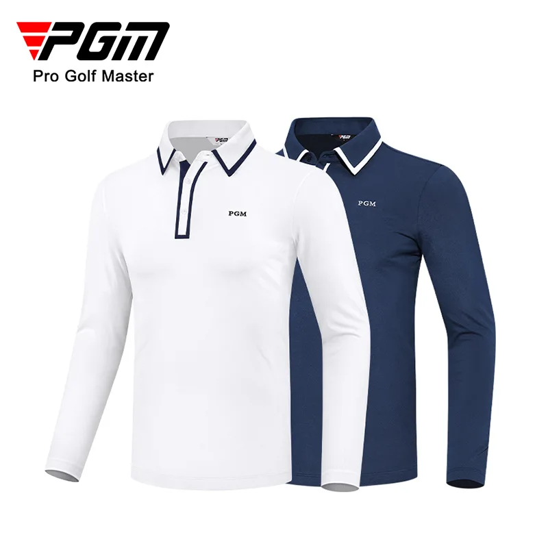 

PGM Golf Men's Long Sleeve T-shirt Winter Lapel Polo Shirts Golf Wear for Men YF526
