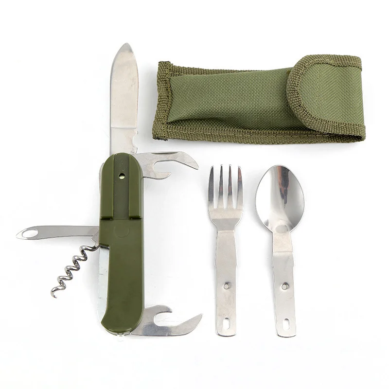 

Складной набор столовых приборов 7 в 1 из нержавеющей стали