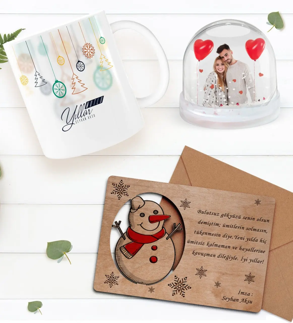 

Персонализированная фотография, Кружка со снежным шаром и на день рождения, кружка и Деревянная Рождественская открытка в ретро стиле, пода...