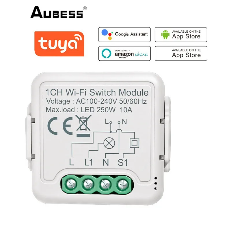

Умный переключатель Aubess Tuya с Wi-Fi, двухдиапазонный, с поддержкой приложения SmartLife, совместим с Alexa Google Home