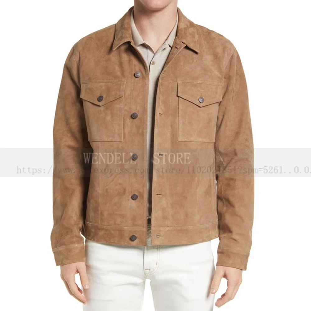 

Men's Thick Autumn Suede Jacket Steampunk Fashion Casual Loose Solid Color Two Pocket Coat jaqueta masculina