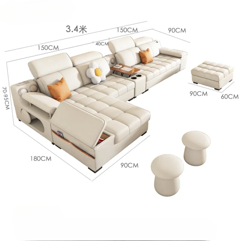 L-образный дизайнерский диван-кровать с откидной спинкой современный угловой