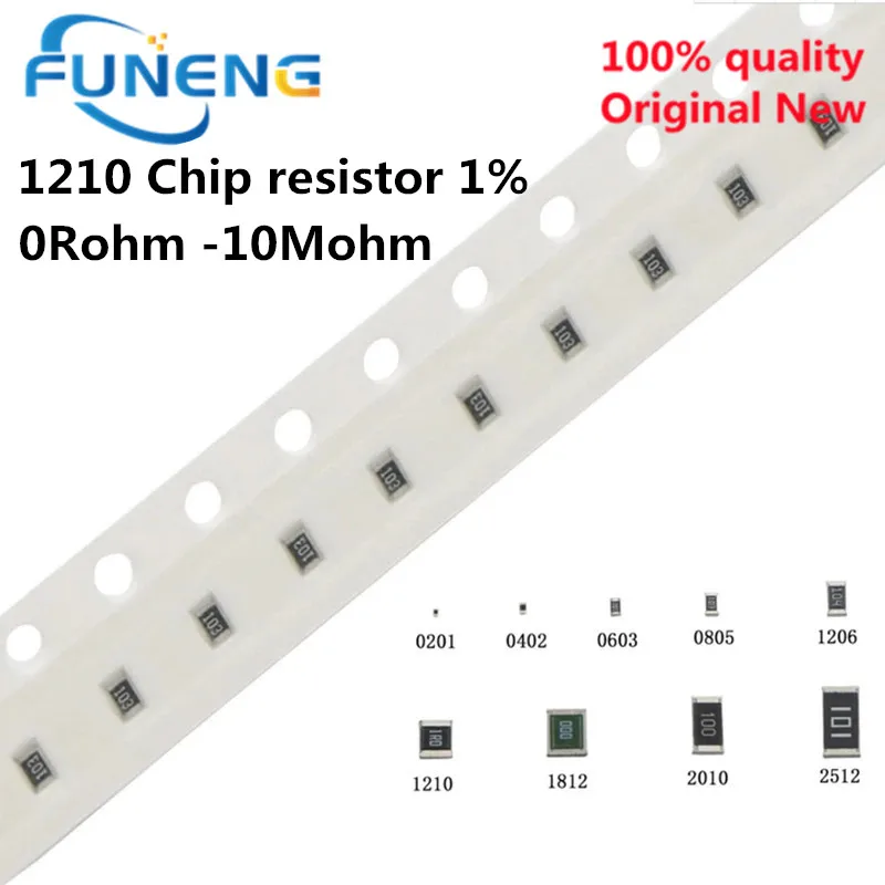 

50 шт., резистор 1210 1% SMD 0R ~ 1 м 1/2 Вт 0 1 10 100 150 220 330 Ом 1K 2,2 K 10K 100K 220K 0R 1R 10R 100R 150R 220R 330R 470R 1 м