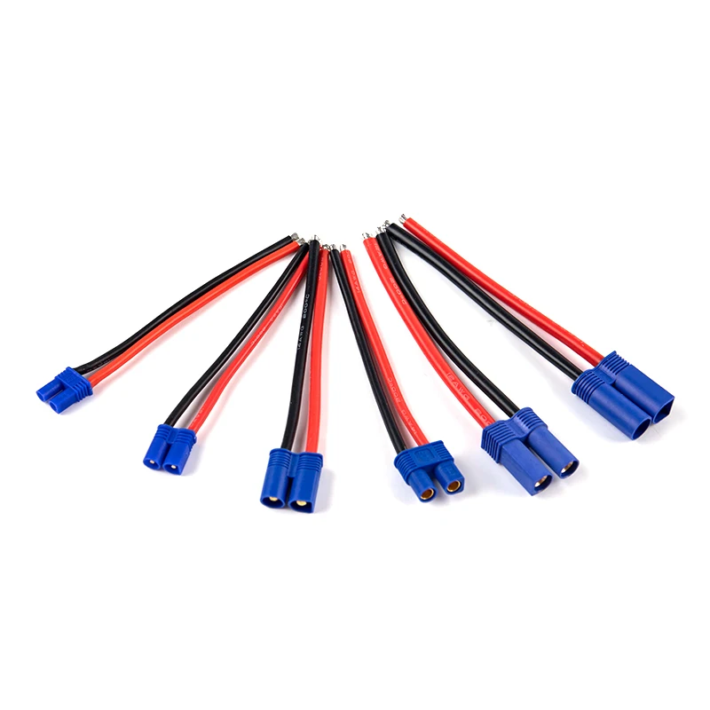Фото 【CCA】Разъемы EC2, EC3, EC5 (штекер/гнездо) с силиконовым кабелем 16AWG, 14AWG, 12AWG для RC-аккумуляторов и игрушек, длина провода 10 см №2