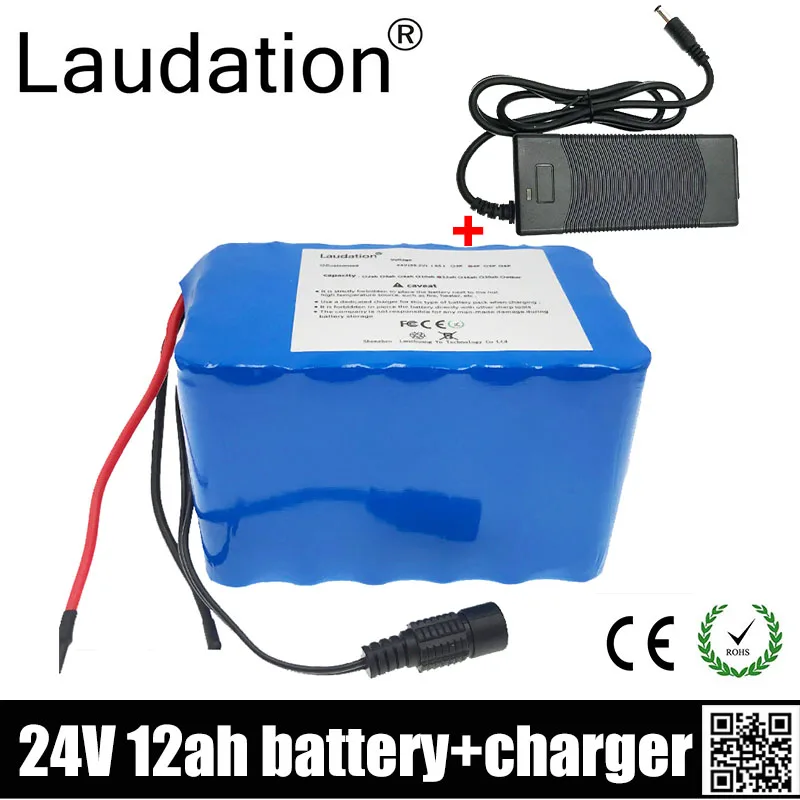 

Литиевая батарея 24 в 12 а/ч 18650 в 25,2 мА/ч для электровелосипеда мощностью 12800 Вт 250 Вт с зарядным устройством 15 а BMS и 2 А
