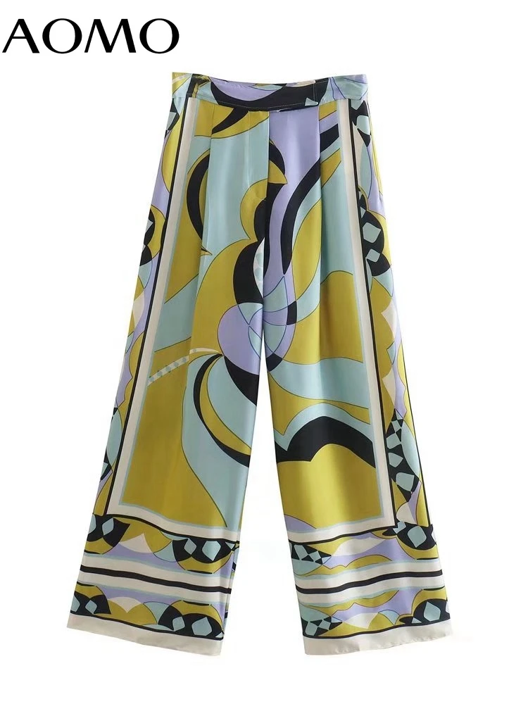 

AOMO Fashion Women Floral Print Suit Pants Trousers Vintage Style Zipper Office Lady Pants Pantalon 5Z14A