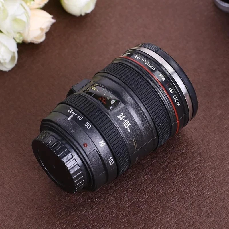 

50ML Camera Lens 24-105mm 1:1 Scale Creative Coffee Tea Mug Water Bottle Home Drinkware Camera Lens Portable Cup with Lid