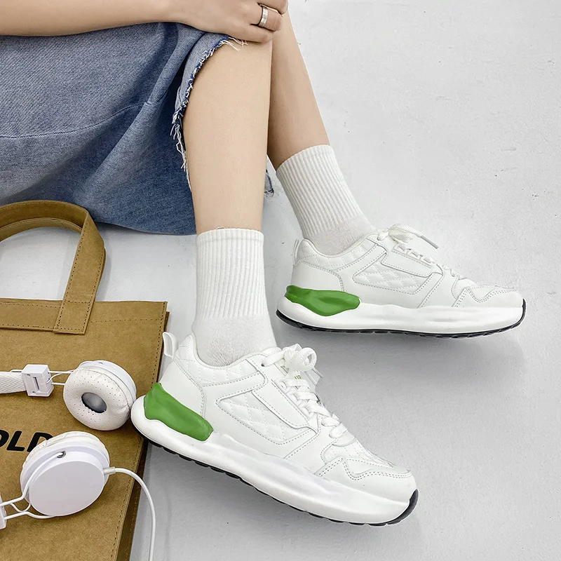 SALUDAS Women Sneakers Running Shoes Breathable Light Fashion Thick Soled White Shoes Luxury Brand Sneakers for Women