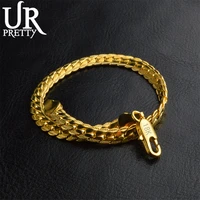 urpretty 8 inch 925 sterling silver bracelet 5mm goldsilver side chain bracelet for woman man fashion wedding jewelry gift