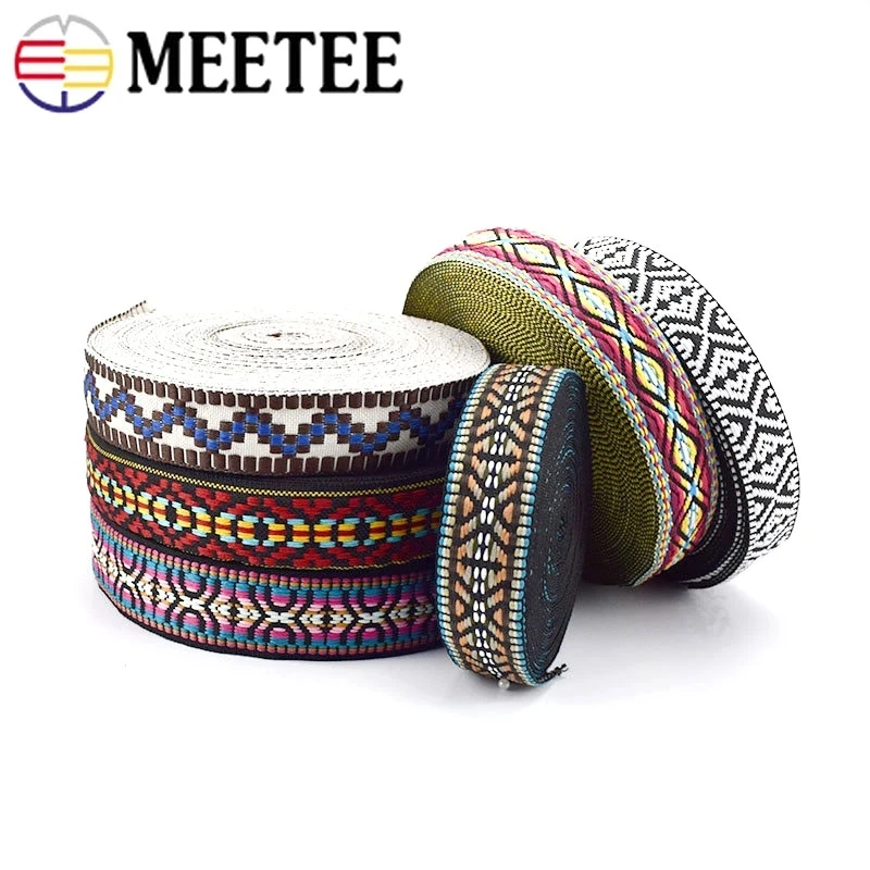 5Yards 30mm Polyester Webbing Tape Jacquard Ribbon Decorative Ethnic Bag Shoulder Strap Clothes Fabric DIY Sewing Accessories images - 6