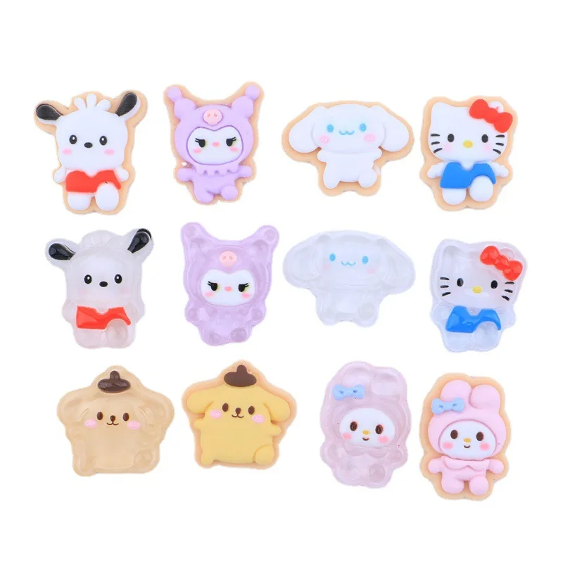 

kawaii Hello Kitty Cinnamoroll Kuromi My Melody DIY mobile phone case transparent hairpin head rope resin jewelry accessories