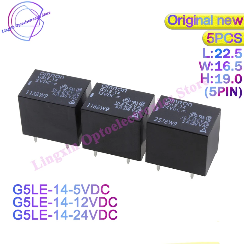 

5pcs/lot Brand new original RELAY G5LE-14 G5LE-14-5VDC G5LE-14 -12VDC G5LE-14-24VDC DC5V DC12V DC24V DC 5PIN T73 10A Omron relay