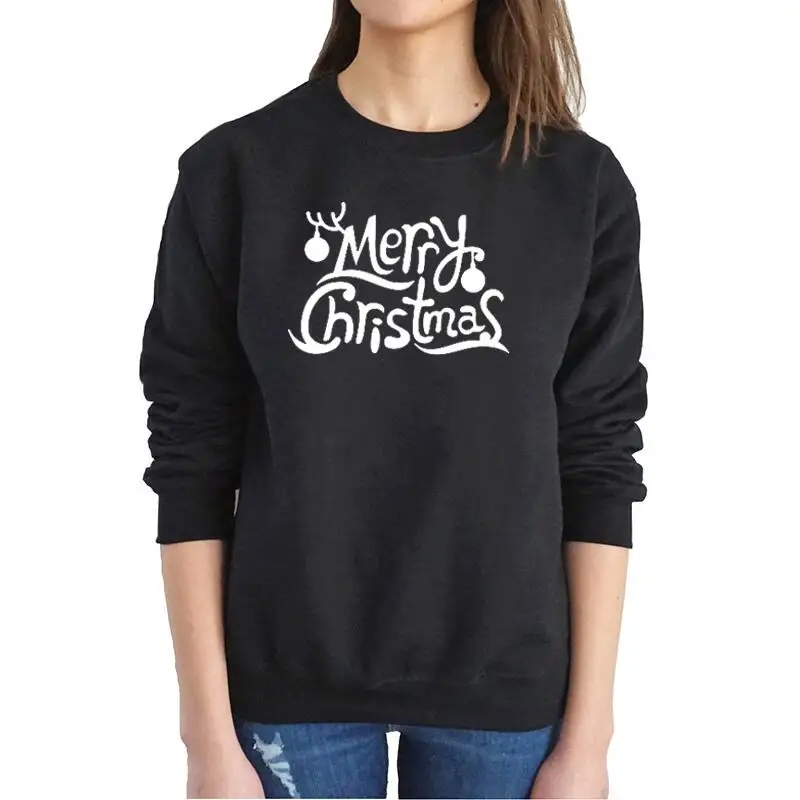 Merry Christmas Sweatshirt Winter Cotton Women Sweatshirt Fashion Graphic Pullover Full Long Sleeve Shirt Drop Shipping