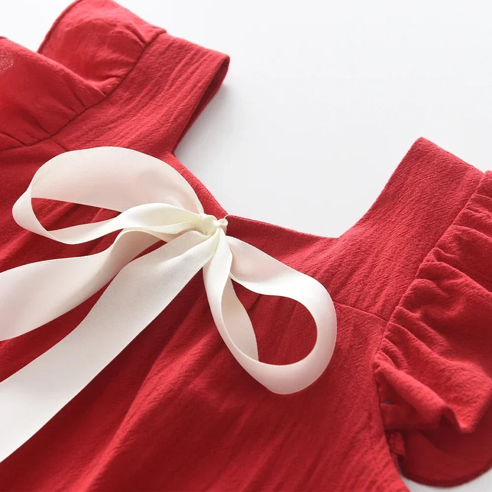 Корейское летнее платье с бантом для девочек элегантная одежда маленьких