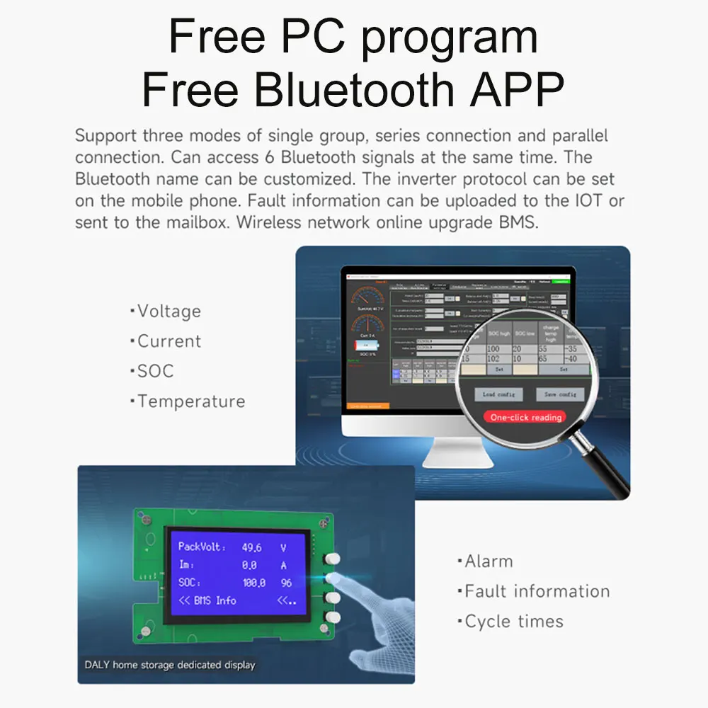 Умный BMS Bluetooth APP параллельный 5А баланс 4S LiFePo4 12V li-ion 3S 7S 8S 10S 12S 13S 14S 16S 24S 48V 60A 100A 150A 200A