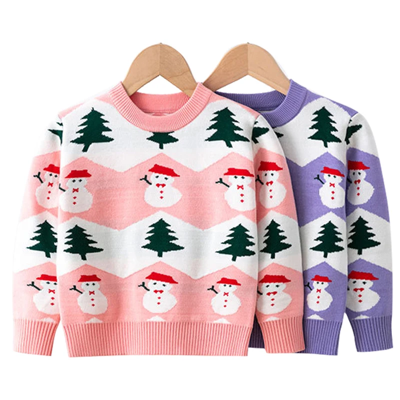 

New Kids Baby Boys Girls Pullover Sweaters Autumn Winter Christmas Baby Boy Girl Long Sleeve Snowman Knit Children's Sweaters