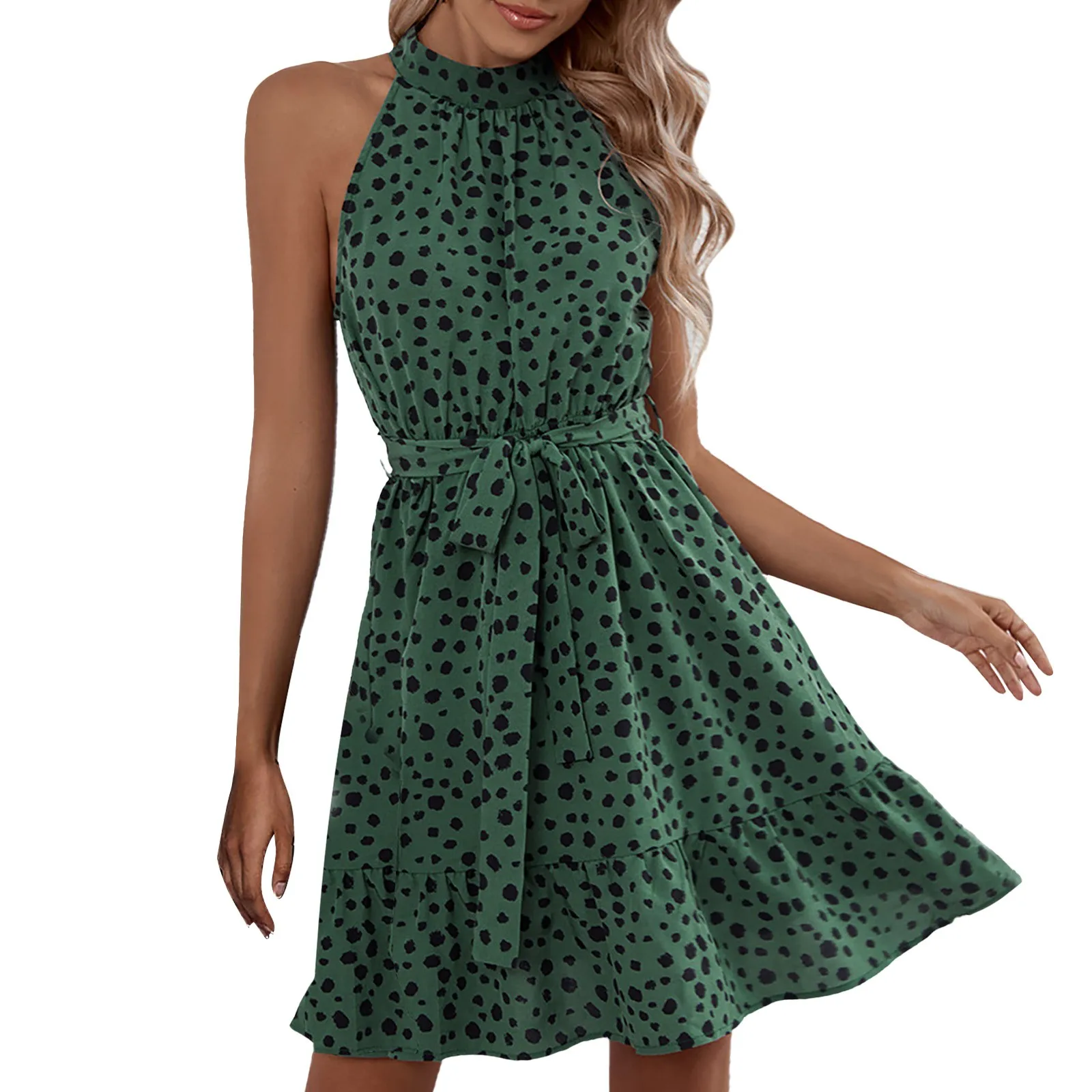 

Women's Floral Summer Dress Wrap V Neck Short Sleeve Belted Ruffle A Line Bohemian Maxi Dresses