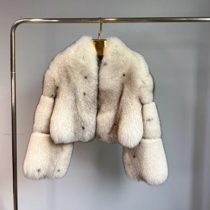 Женское короткое пальто из натурального Лисьего меха