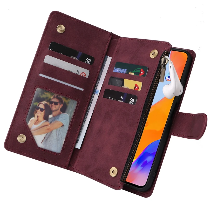 Wallet Zipper Leather Case For Xiaomi Redmi 10 10A 9 9A 9C 9T 8 8A 7A Note 11 11S 11 Pro 10S 10 Pro 9 Pro 8 Pro 7 Mi Poco M4 Pro