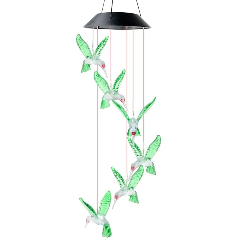 

3X LED Solar Wind Chime Lamp Bird Wind Chime Lamp Pendant Wind Chime Decorative Lamp Color Changing Lamp Solar Lamp