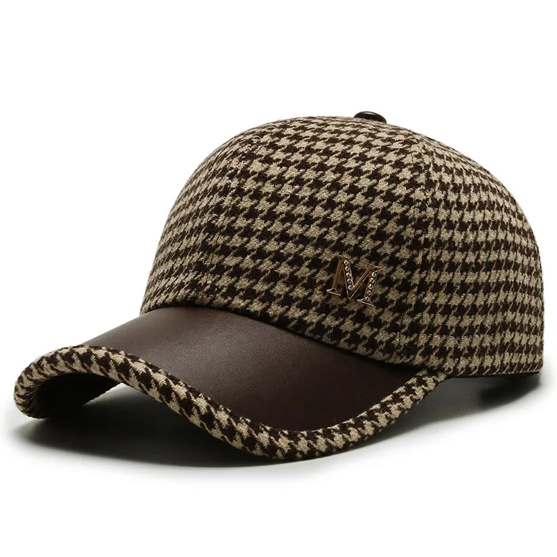 

2022 New Black Brown Houndstooth Baseball Caps For Men Women Retro British Style Plaid Hat Summer Trucker Cap Gorras Hombre