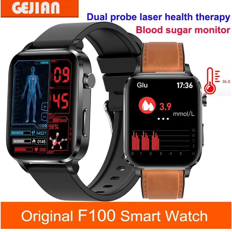 

Смарт-часы F100 мужские с измерением уровня сахара в крови и пульса