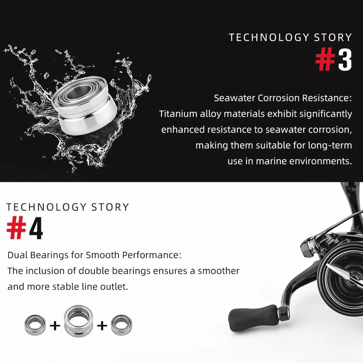 Фото Рыболовная катушка Gomexus Titanium Line Roller Spinning Reel 500-5000 для ловли хищной рыбы (окунь, щука) с титановым роликом для активного отдыха на природе №5