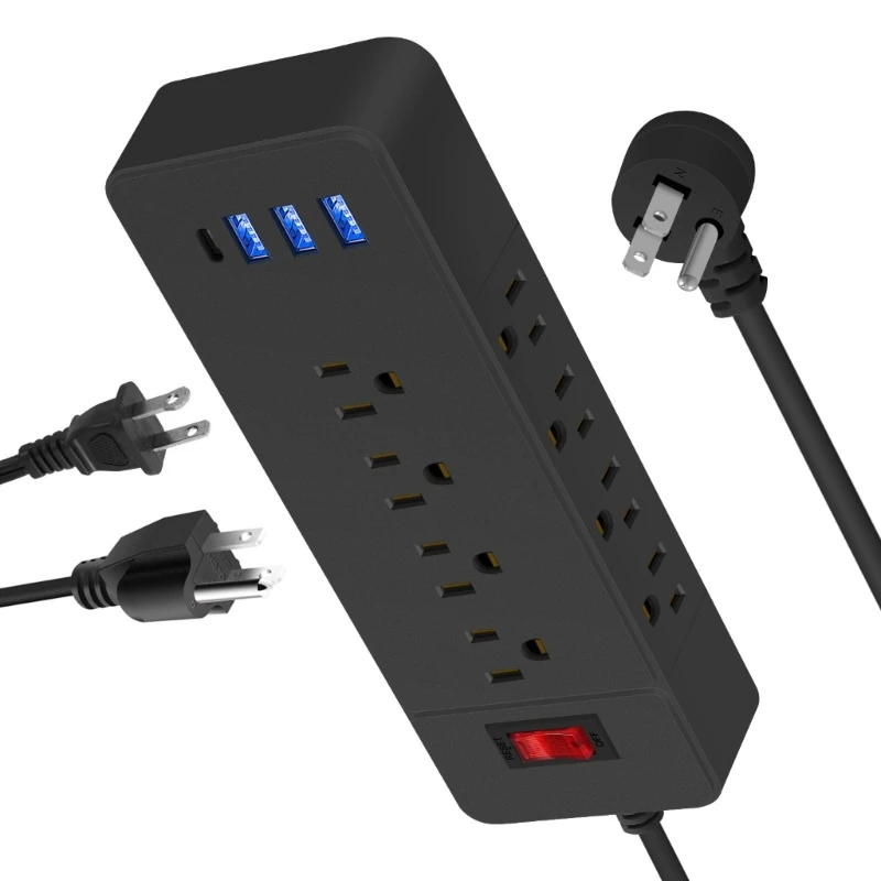 Низкопрофильные плоские вилки удлинители 12 розеток монтируемые USB-зарядные