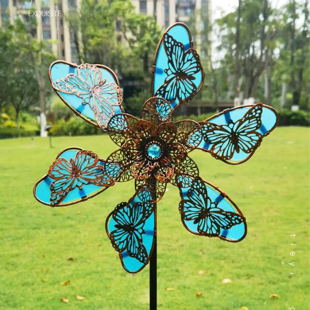 

Светящаяся ветряная мельница-бабочка, металлический ветряной Спиннер для сада, двора, поделок, украшения для улицы, ветряная мельница Jardin