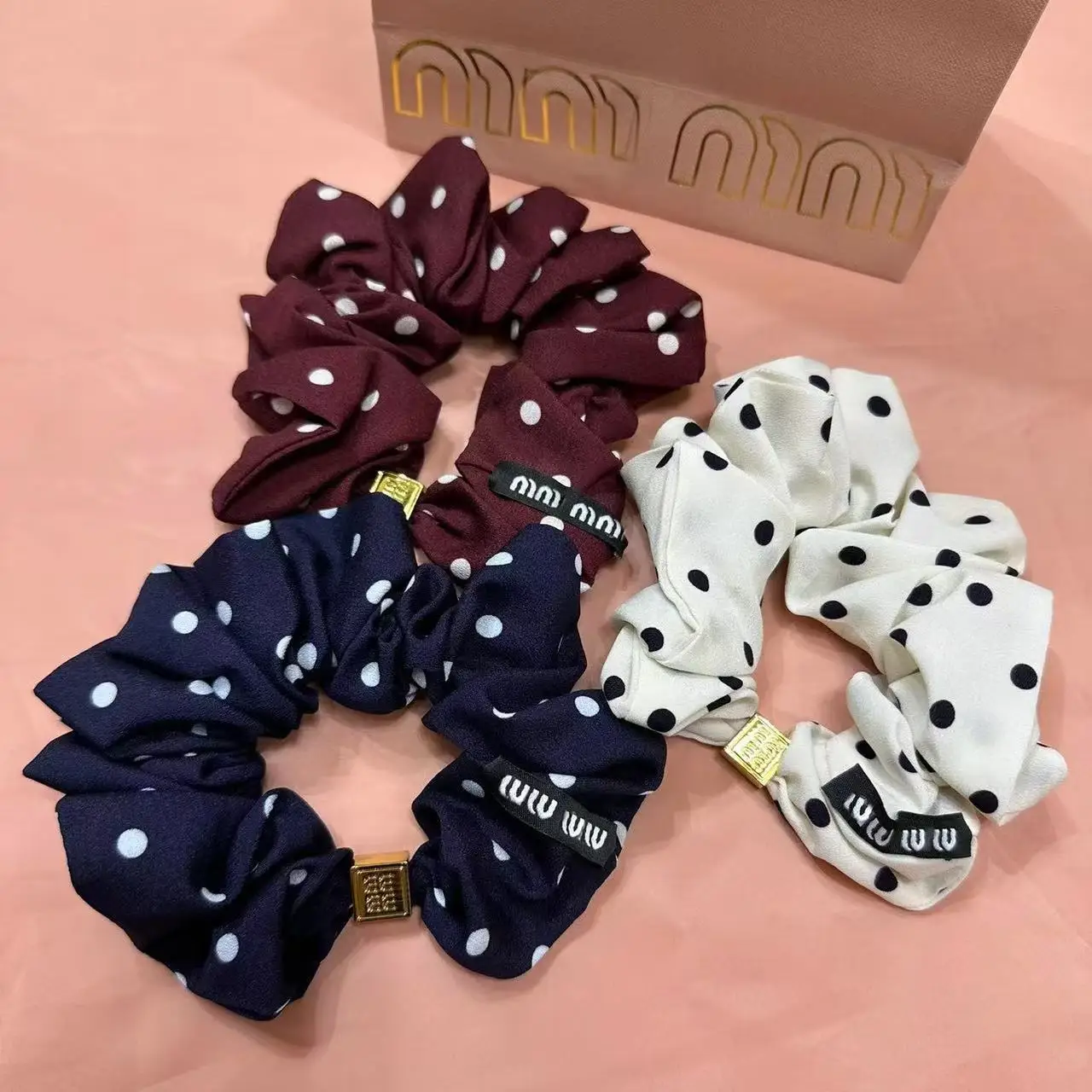 Корейская ретро-кремовая повязка для волос в горошек литературная ниша