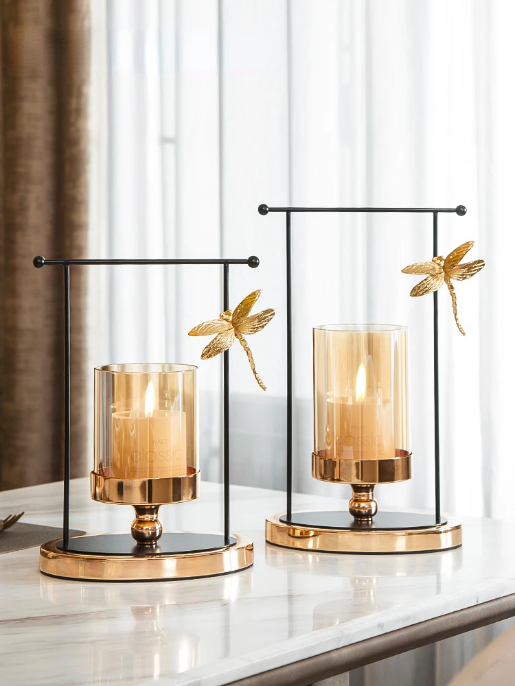 

European Style Light Luxury Dragonfly Candle Holder Home Living Room Dining Room Romantic Candle Light Dinner Table Candle X720Y