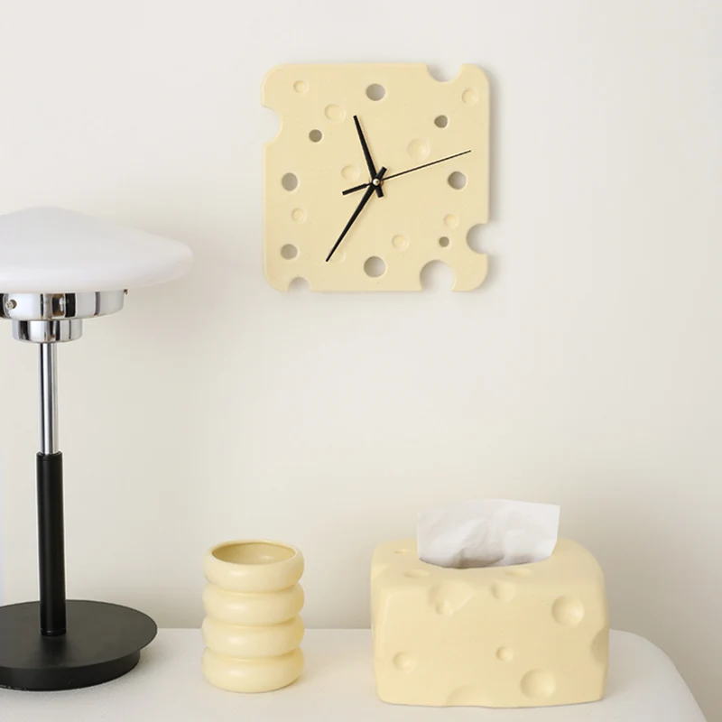 

Cheese-shaped Ceramic Wall Clock Mute Creative Simple Living Room Bedroom Decorative Clock Home Decor Modern Design