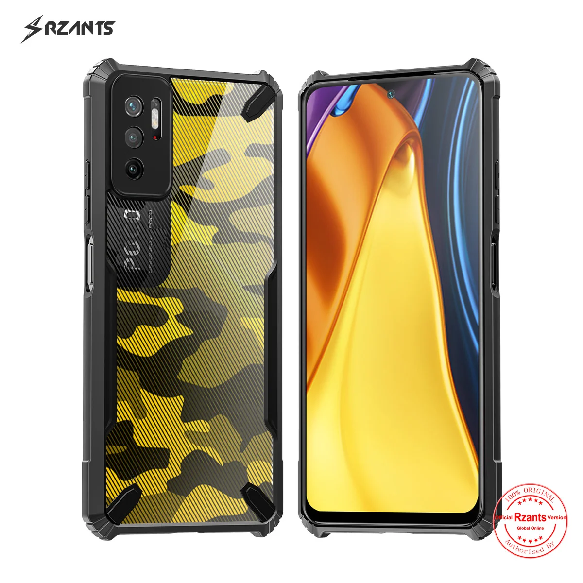 

Rzants для Xiaomi Poco M3 Pro 5G Redmi Note 10 5G Жесткий Чехол [Камуфляжный бык] ударопрочный тонкий прозрачный чехол Funda тонкий корпус