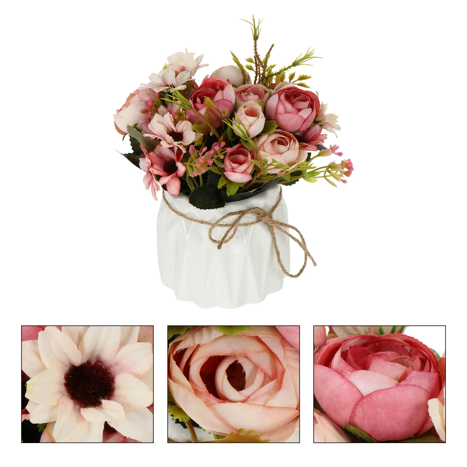 

Fake Bonsai Home Décor Plastic Potted Plants Rose Vase Artificial Bouquet Set Fake Flowers Vase Artificial Rose Flower