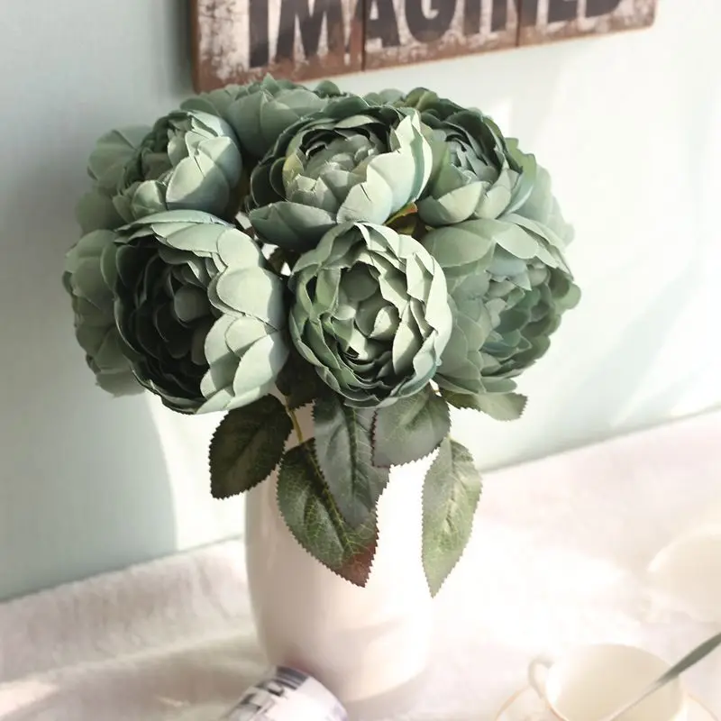 

8 Colors 1 Bunch European Artificial Flower Fake Peony Bridal Bouquet Christmas Wedding Party Home Decorative