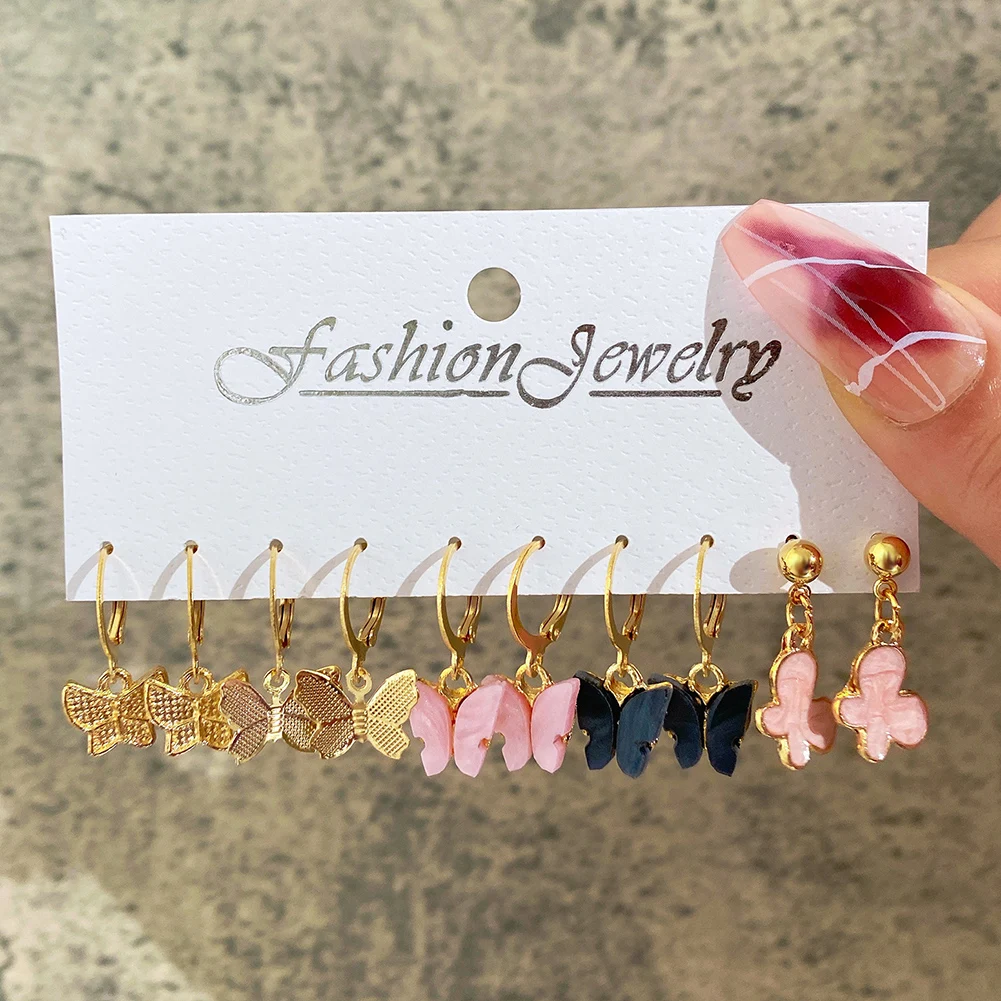 

Korean New Fashion Earrings Acrylic Butterfly Shape Jewelry Small Fresh Sweet Drop Earing For Woman Cute Best Gifts