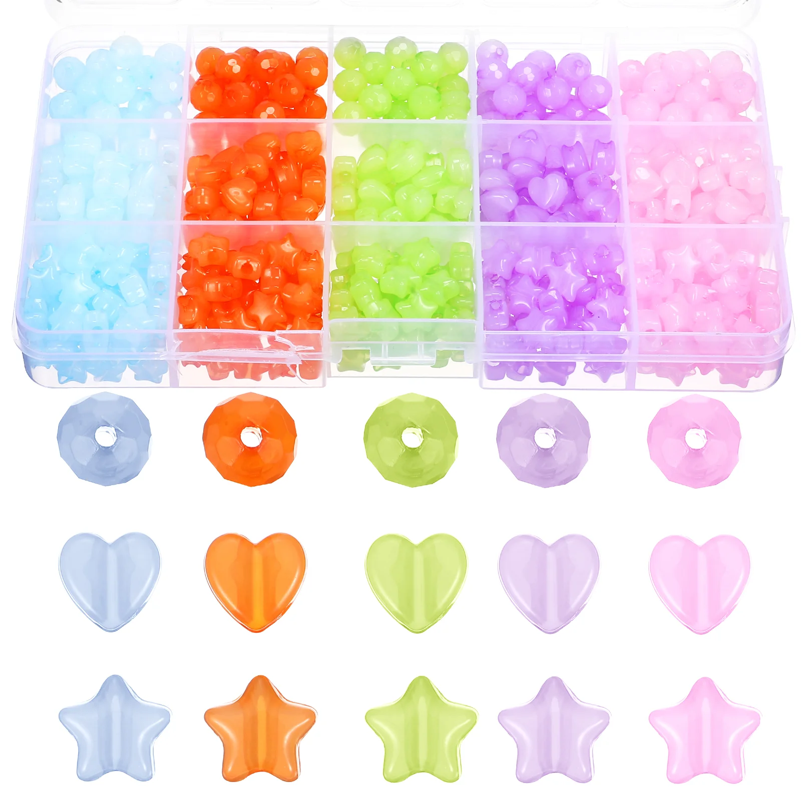 

1 Box Craft Beads Heart Shape Beads Star Shape Beads Jewelry Making Beads Craft Making Supplies