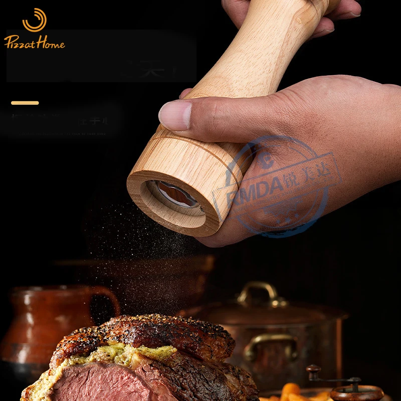 

PizzAtHome Wooden Pepper Mill 8 inch Tall Grinding Mechanism Salt Mill Pepper Salt Grinder Acacia Wood Adjustable Ceramic Rotor
