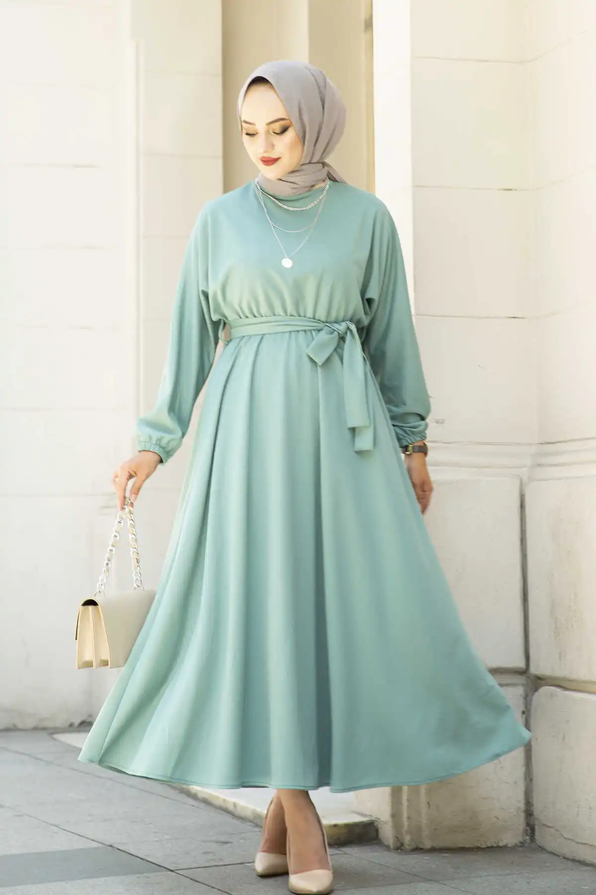 Waist Belted Dress 2022 New Year Abaya Dubai Turkey Muslim Fashion Hijab Dress Islamic Clothing African Long