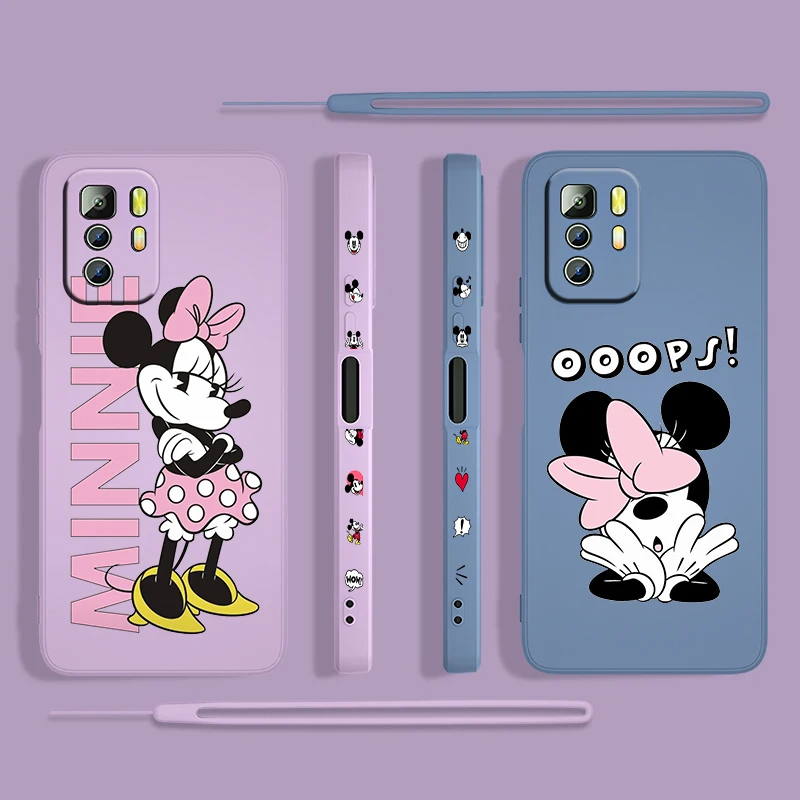 

Minnie Mickey Mouse Cute For Xiaomi Redmi Note 11 11S 10 10S 9 9S 9T 8 8T 7 5 Pro 4G 5G Liquid Left Rope Phone Case Cover Capa