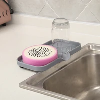 silicone sink tray soap dish kitchen holder with built in drain lip countertop scrubber brush sponge bottles organizer