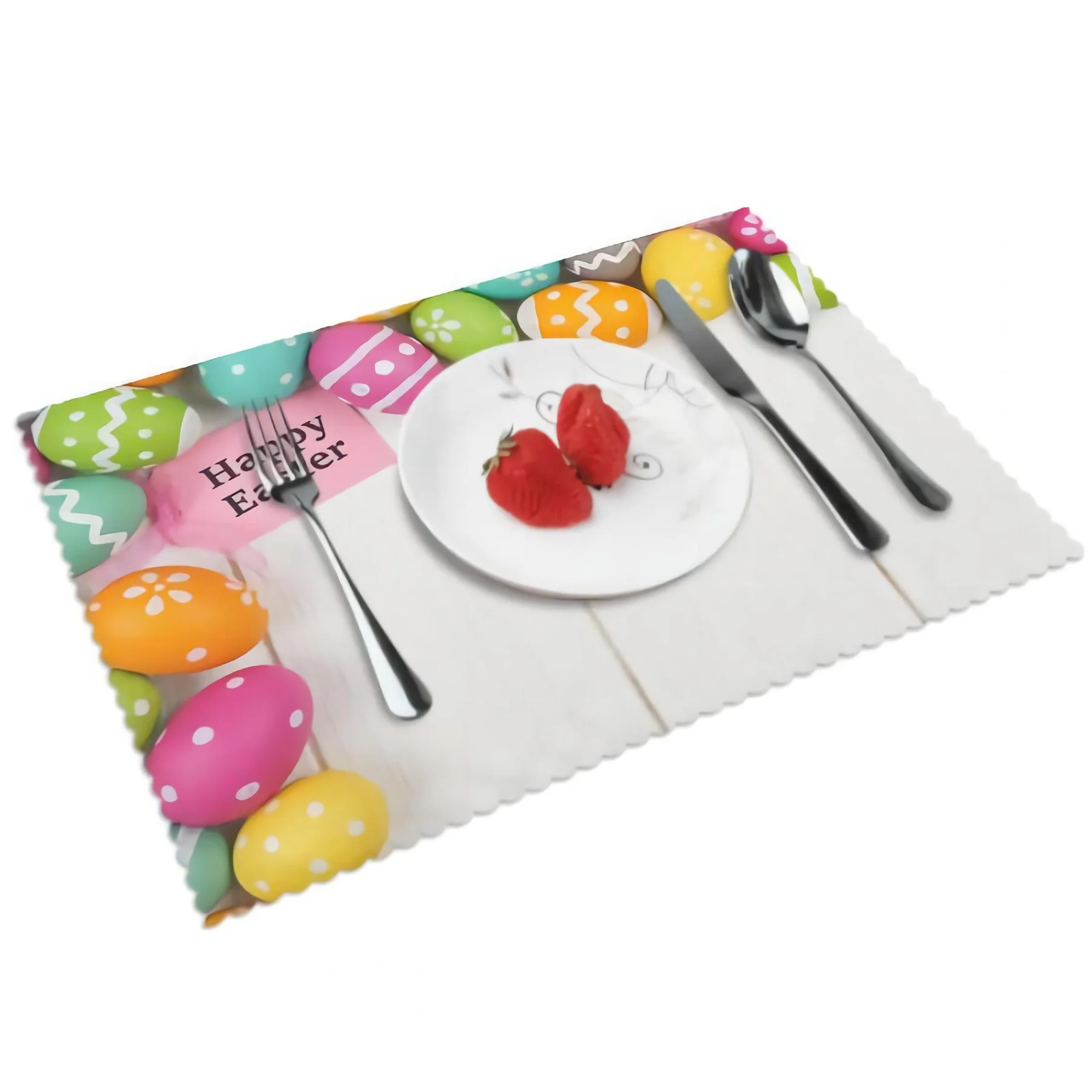 

Easter Egg Placemats for Dining Table 12 x 18 inches Heat Resistant Table Placemats Set of 4 for Kitchen Dining Table